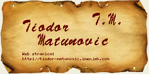 Tiodor Matunović vizit kartica